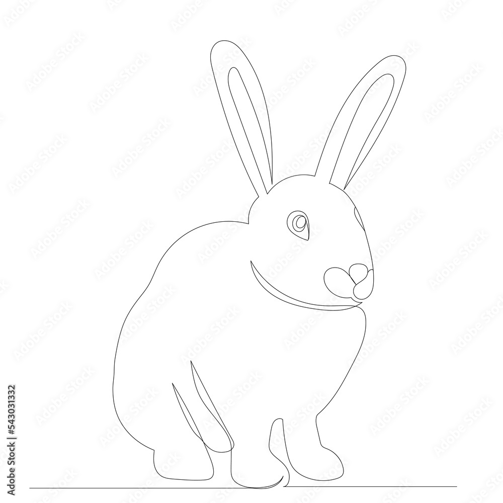 Obraz premium rabbit drawing in one continuous line, isolated, vector