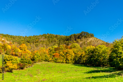 Fototapeta Naklejka Na Ścianę i Meble -  Kleine Herbstwanderung durch die Landschaft von Jena - Thüringen - Deutschland
