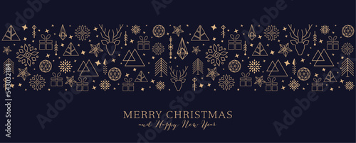 Christmas card with snowflake border vector illustration, Merry Christmas an happy new year photo