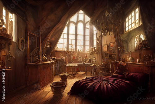 Interior of a medieval bedroom