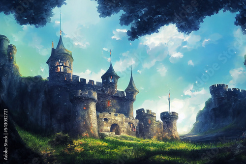 Beautiful illustration of fantasy medieval castle © Anil Hakim