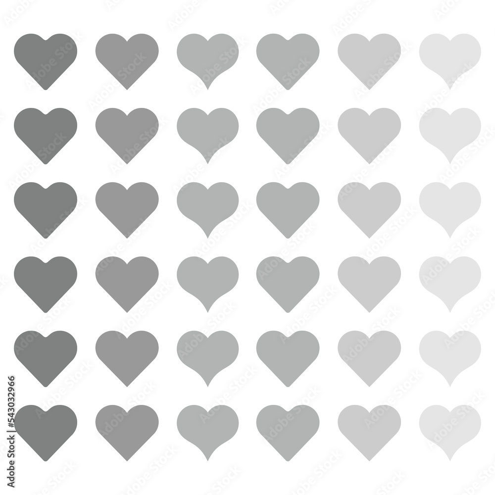 The heart icons are isolated on a light background. Dark and gray hearts. web icons for applications and programs. Vector graphics