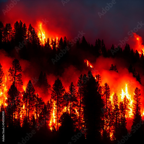 Fotografija Catastrophic wildfires, environment disaster and intense forest fire season