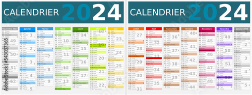 Calendrier 2024 14 mois au format 320 x 420 mm recto verso entièrement modifiable via calques et texte sans serif