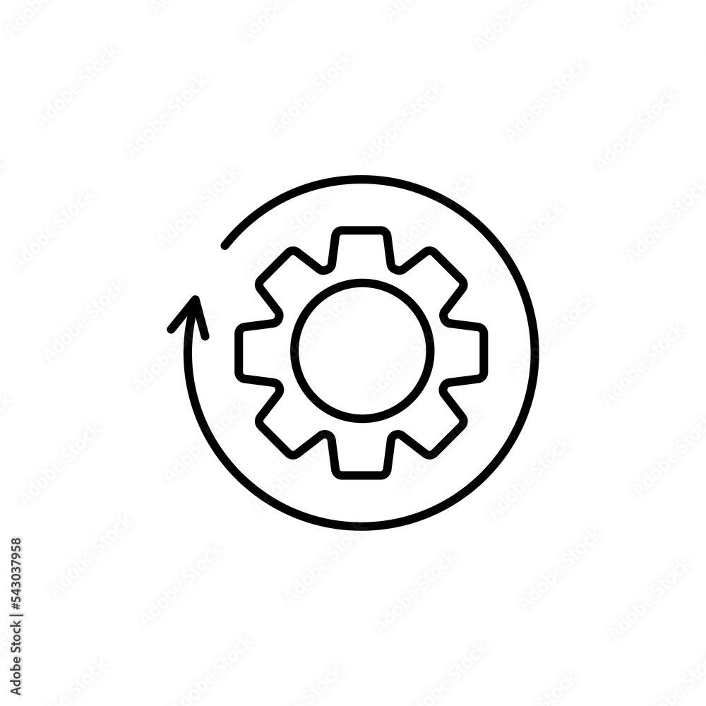 Recovery gear line icon. Backup data sign. Restore information symbol. Quality design element. Linear style recovery gear icon Recovery gear line icon. Backup data sign. Restore information symbol. Quality design element. Linear style recovery gear icon