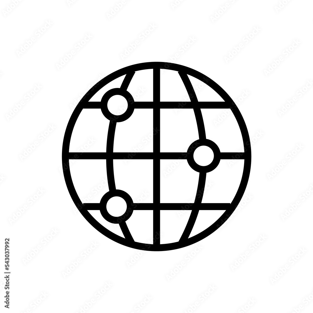 Globe icon in flat design style. Globe symbol. Earth icon isolated on white background. World sign. Vector illustration for graphic design, Web, mobile app Globe icon in flat design style. Globe symbol. Earth icon isolated on white background. World sign. Vector illustration for graphic design, Web, mobile app