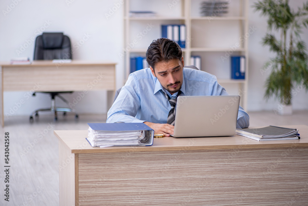 Young male employee working in the office Young male employee working in the office