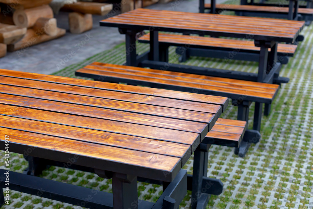 Tables with benches outside