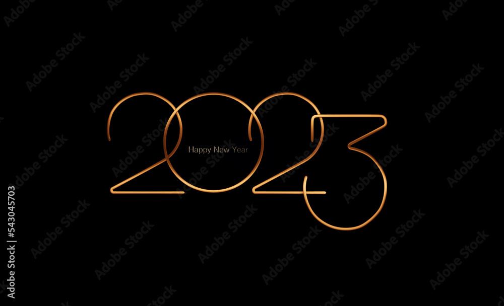 Happy new 2023 year Elegant gold text with light Happy new 2023 year Elegant gold text with light