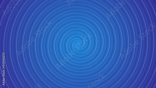 Abstract spiral circles. 3D graphic of blue rings. Computer graphics of circular geometric background for screensaver, wallpaper or presentation. Festive print for holiday, birthday or party.