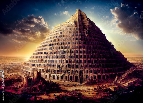 Foto Tower of Babel concept art, digitally generated