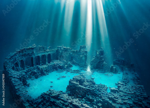 Lost city of Atlantis, underwater ruins