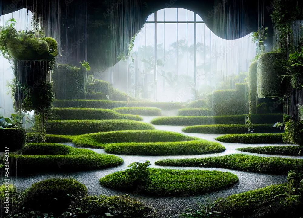 Hanging gardens of Babylon concept art, digitally generated Stock