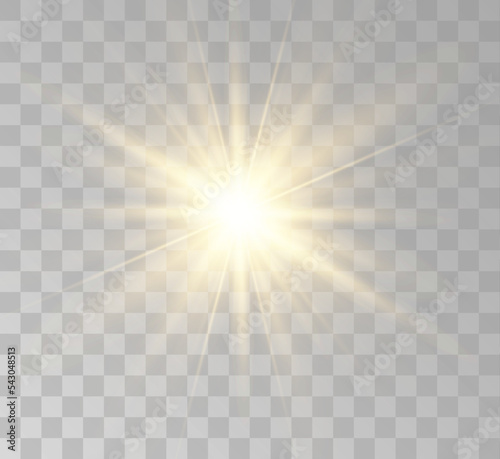Transparent yellow sunlight special lens flash light effect. Front solar flare lenses	