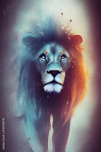 High quality colorful lion illustration © Mauro