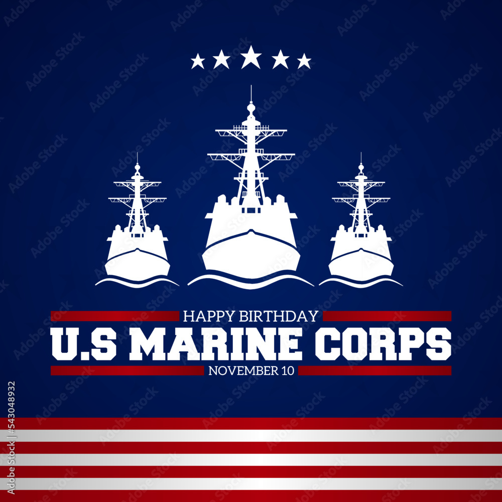 Happy birthday United States Marine corps theme vector illustration ...