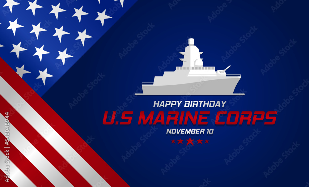 Happy birthday United States Marine corps theme vector illustration ...