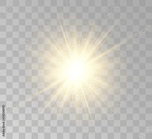 Transparent yellow sunlight special lens flash light effect. Front solar flare lenses	