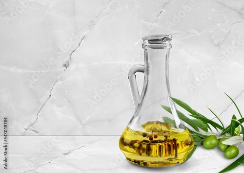 Tasty natural olive oil, food concept