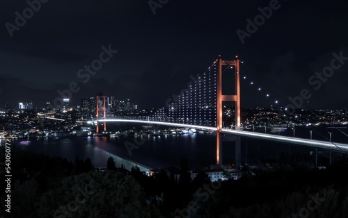 Print op canvas bosphorus bridge at night