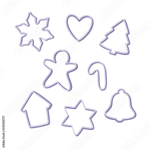 Form for cutting gingerbread. Christmas cookie, homemade cookie. Hand drawn vector illustration