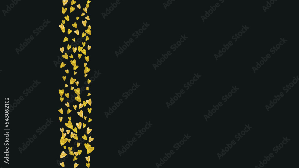 Obraz premium Heart Glitter. Romantic Voucher For Couple. Modern Frame. Golden Retro Illustration. Luxury Poster For Celebration. Yellow Random Banner. Gold Heart Glitter.