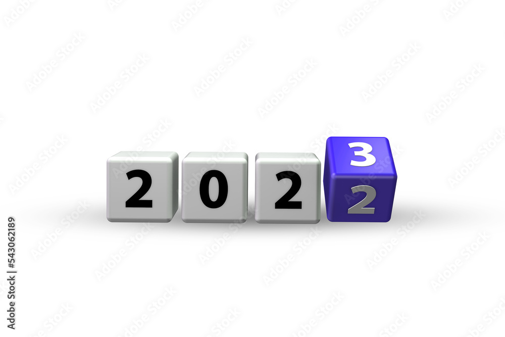 Concept of changing the year from 2022 to 2023 - 3d rendering Concept of changing the year from 2022 to 2023 - 3d rendering
