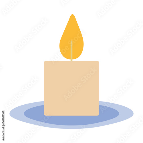 simple flat  short yellow candle  on a plate