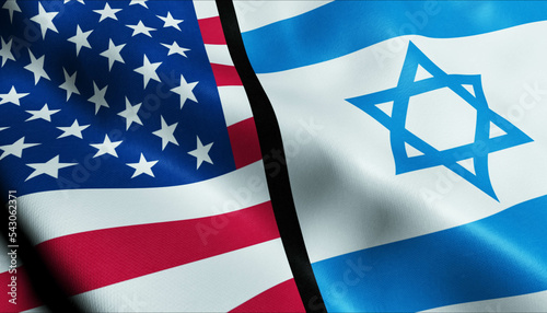 Israel and USA Merged Flag Together A Concept of Realations