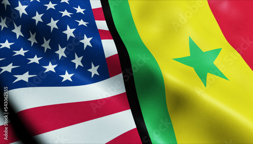 Senegal and USA Merged Flag Together A Concept of Realations