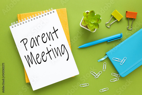 Wallpaper Mural Meet Parents green background.notepad with text in calendar. Close-up Torontodigital.ca