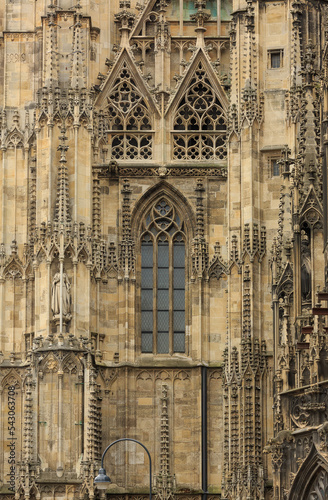 Architectural detail - St. Stephen's Cathedral in the heart of Vienna, Austria. Exterior details close up.