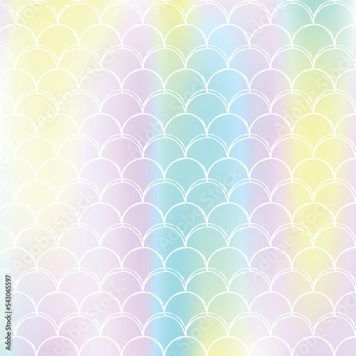 Holographic scale background with gradient mermaid.