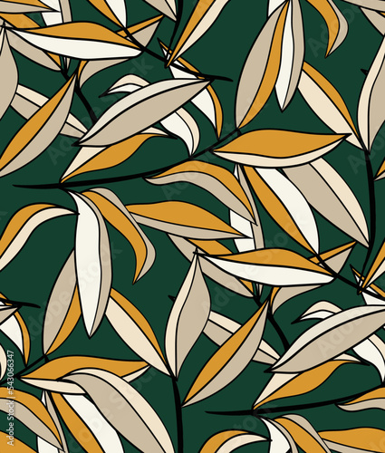 Abstract Stylish Vector Leaves Trendy Fashion Colors Seamless Pattern Perfect for Allover Fabric Print or Wrapping Paper Natural Background