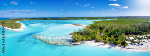The beautiful coast of Long Island, Bahamas, with turquoise sea, lagoon and the finest, sandy beaches in the Caribbean