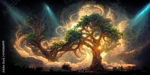 Yggdrasil from norse mythology known for being the tree of life. Generative AI photo