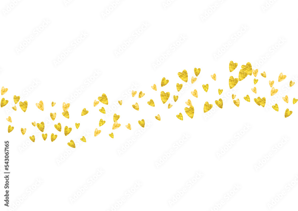 San Valentin Sale Confetti. Abstract Design For Woman. Romance Frame. Yellow Retro Illustration. Graphic Sparkle For Gift. Gold Random Concept. Golden San Valentin Sale Confetti.
