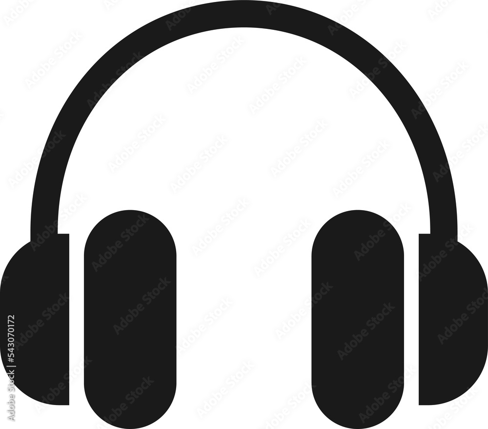 Headphone icon in png. Headset symbol. Earphone in black. Headphone on  transparent background. Music symbol in black Stock Illustration | Adobe  Stock
