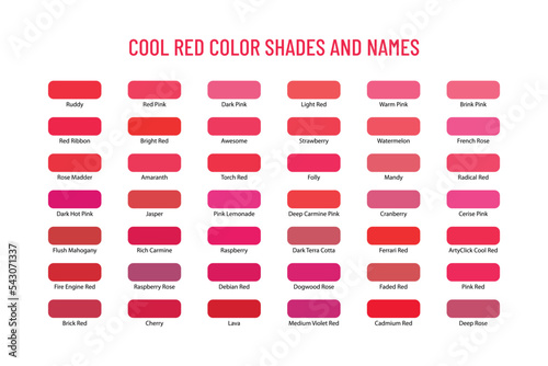 Cool red color shades and names