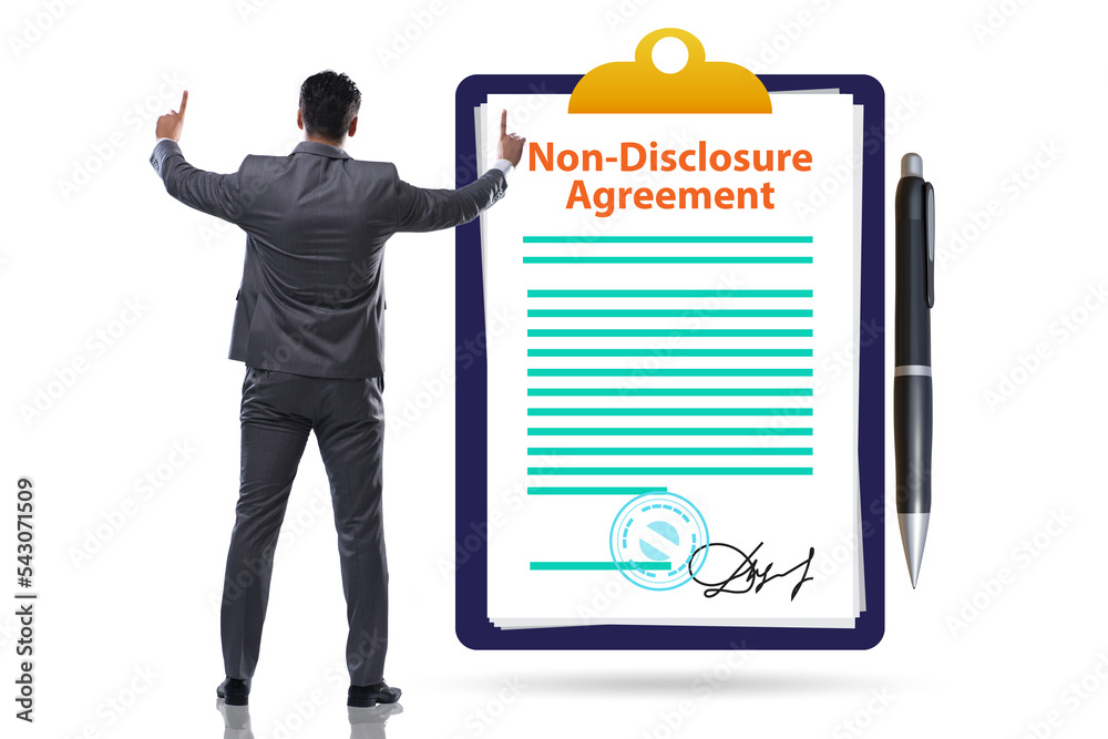Businessman in non-disclosure agreement concept