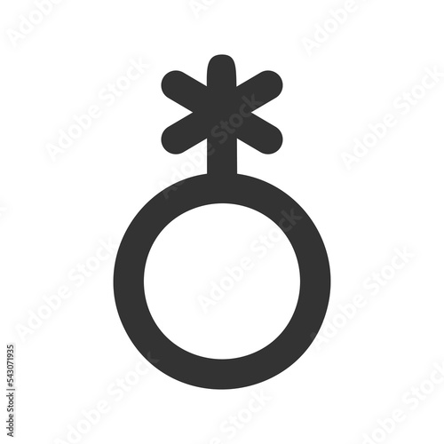 Genderless sign. Gender identity symbol. Public restroom or locker room icon for non binary persons isolated on white background. Vector graphic pictogram.