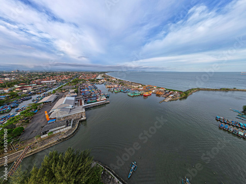 Ocean Fishing Port view from above, Cilacap Port the big fishing port in Indonesia 