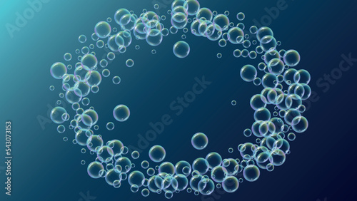 Swimming pool background with soap bubbles and foam.