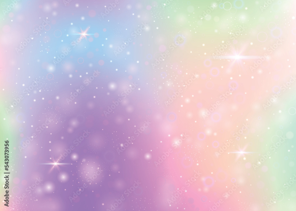 Fairy background with rainbow mesh. Multicolor universe banner in princess colors. Fantasy gradient backdrop with hologram. Holographic fairy background with magic sparkles, stars and blurs. Fairy background with rainbow mesh. Multicolor universe banner in princess colors. Fantasy gradient backdrop with hologram. Holographic fairy background with magic sparkles, stars and blurs.