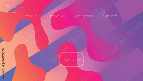 Abstract Banner. Fluid Texture. Blue Plastic Layout. Color Landing Page. Wave Minimal Background. Colorful Invitation. Hipster Frame. Neon Design. Magenta Abstract Banner