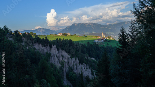 Views of the Earth pyramids in Renon, Dolomites region in Italy photo