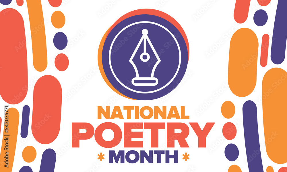 Obraz premium National Poetry Month in April. Poster with handwritten lettering. Poetry Festival in the United States and Canada. Literary events and celebration. Greeting card, invitation, banner or background