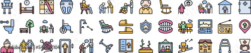 Retirement home icons collection vector illustration design