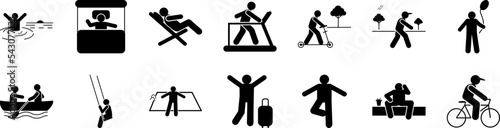 Resort villa hotel activity icons collection vector illustration design