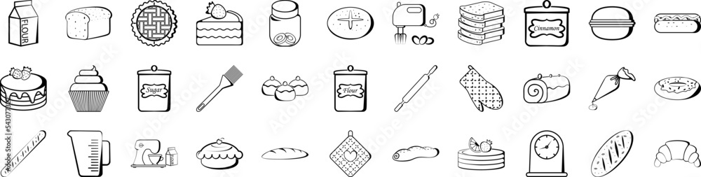 Bakery shop icons collection vector illustration design
